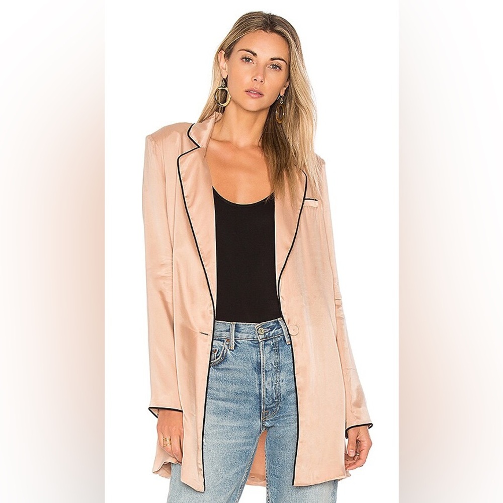 REVOLVE‎ House of Harlow 1960 Light Pink Blazer with Black Trim XS